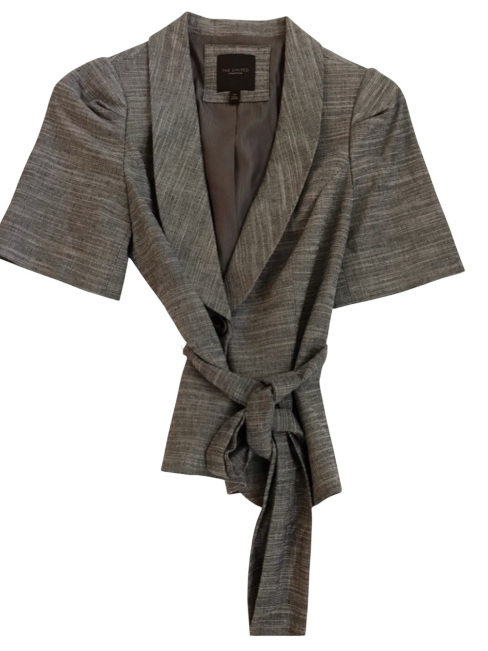 The Limited Collection XS Gray Tweed Short Sleeve Belted Blazer